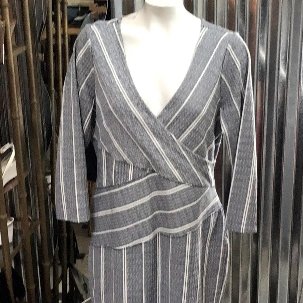 Anthropology Maeve. Striped dress. Xl.  Sweet greige and cream colors.